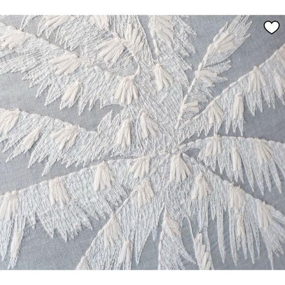 Pottery Barn Palm Embroidered Pillow Cover, Tropical Palm Leaf, Palm Tree - Picture 2 of 9